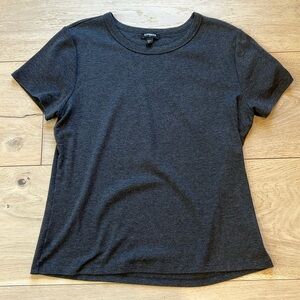 Express Crew Neck Tee in Dark Gray Size Large